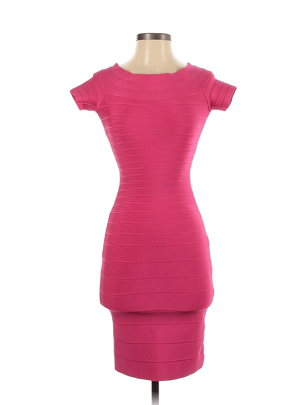 Herve Leger Carmen Vibrant Hot Pink Bandage Midi Dress
